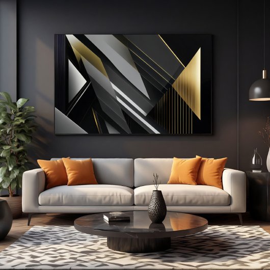 Geometrische Elegantie Goud & Zwart Poster