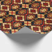 Geometrische Elegantie Naadloos Patroon Rood Goud  Cadeaupapier (Hoek)