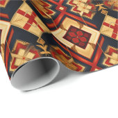 Geometrische Elegantie Naadloos Patroon Rood Goud  Cadeaupapier (Rol Hoek)