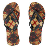 Geometrische Elegantie Naadloos Patroon Rood Goud  Teenslippers (Voetbed)