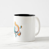 Geometrische elegantie tweekleurige koffiemok (Voorkant rechts)