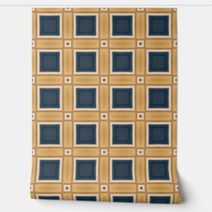 Geometrische elegantie van marine en goud behang