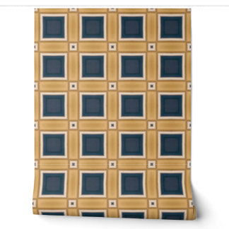Geometrische elegantie van marine en goud behang