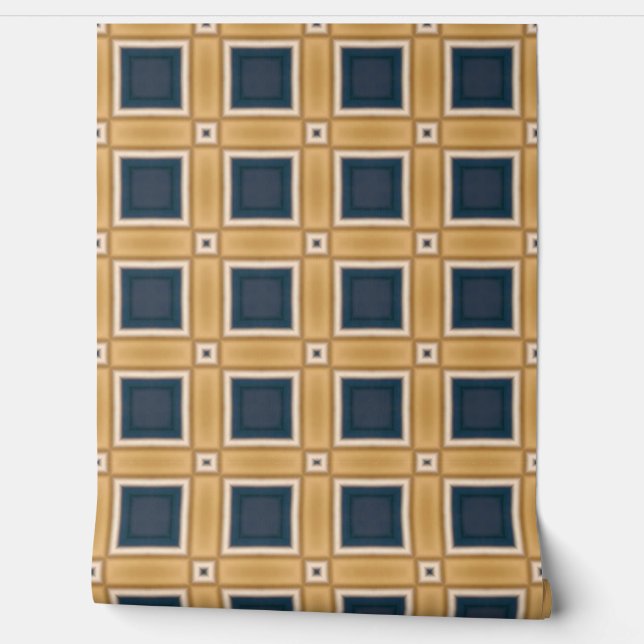 Geometrische elegantie van marine en goud behang (Afrollen)