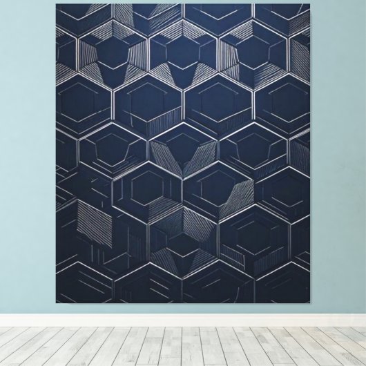 Geometrische elegantie: zeshoekige kunstenaarschap canvas afdruk (Insitu (Houten vloer))