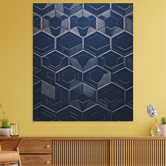 Geometrische elegantie: zeshoekige kunstenaarschap canvas afdruk (Insitu (Woonkamer))