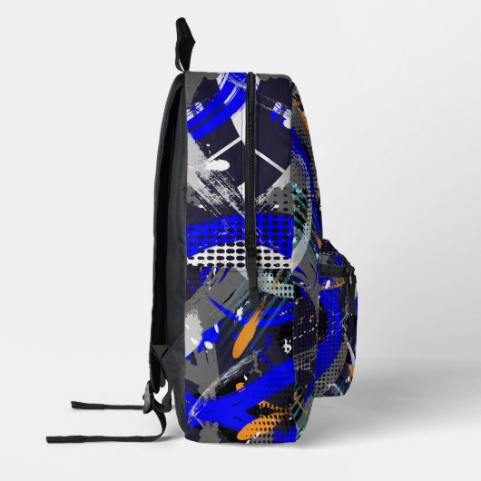 Geometrische elementen van penseelstreken in colla bedrukte rugzak (Links)