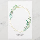 Geometrische en Greenery Baby shower Party Favor Briefpapier (Voorkant)