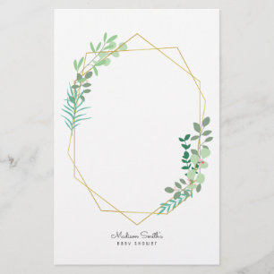 Geometrische en Greenery Baby shower Party Favor Briefpapier