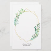 Geometrische en Greenery Baby shower Party Favor Briefpapier (Voorkant / Achterkant)