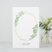 Geometrische en Greenery Baby shower Party Favor Briefpapier (Staand voorkant)