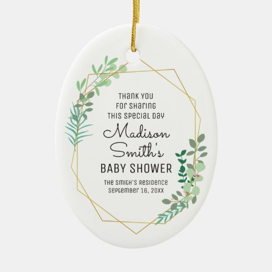 Geometrische en Greenery Baby shower Party Favor Keramisch Ornament (Voorkant)