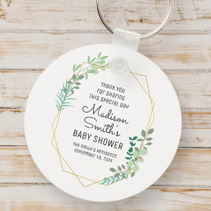 Geometrische en Greenery Baby shower Party Favor Sleutelhanger