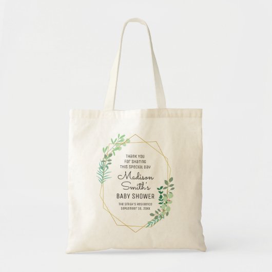 Geometrische en Greenery Baby shower Party Favor Tote Bag (Voorkant)