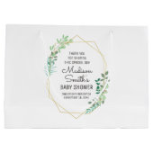 Geometrische en groene Baby shower Groot Cadeauzakje (Achterkant)