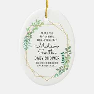 Geometrische en groene Baby shower Keramisch Ornament