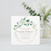 Geometrische en moderne, witte Floral Eerste Commu Kaart (Staand voorkant)