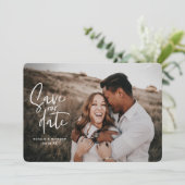 Geometrische en schrift trouwfoto save the date (Staand voorkant)