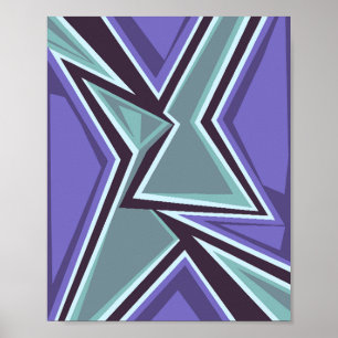Geometrische energiebeweging in Paarse en Blauwgro Poster