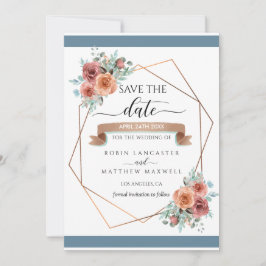 Geometrische Etherische Bloemen, Bruiloft Save the Aankondiging