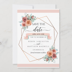 Geometrische Etherische Bloemen, Save the Date Kaa Aankondiging