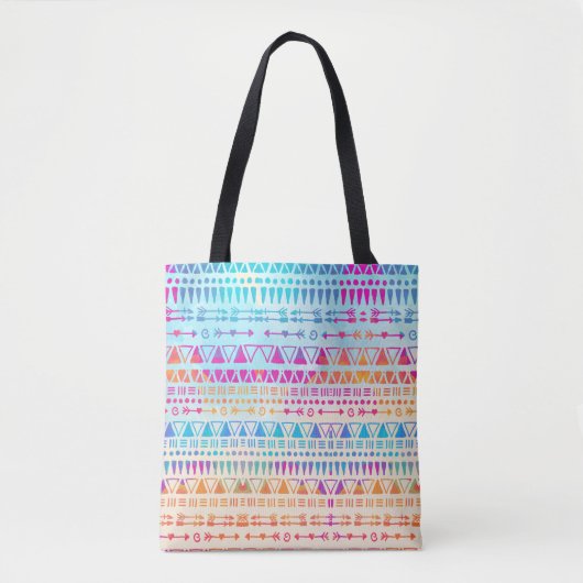 Geometrische etnische Bohemiaanse kleurrijke hand  Tote Bag (Voorkant)