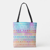 Geometrische etnische Bohemiaanse kleurrijke hand  Tote Bag (Achterkant)