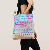 Geometrische etnische Bohemiaanse kleurrijke hand  Tote Bag (Dichtbij)