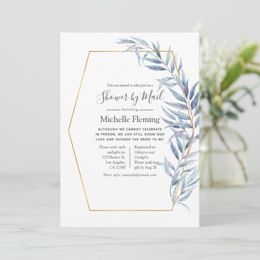 Geometrische Eucalyptus-Baby of -Vrijgezellenfeest Kaart (Staand voorkant)