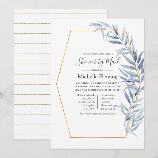 Geometrische Eucalyptus-Baby of -Vrijgezellenfeest Kaart (Voorkant / Achterkant)