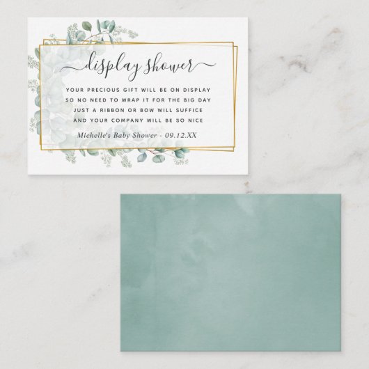 Geometrische Eucalyptus Baby shower Display Shower Informatiekaartje (Voorkant / Achterkant)