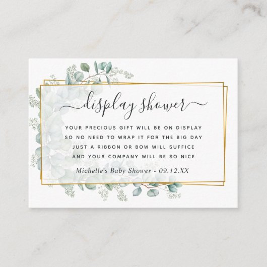 Geometrische Eucalyptus Baby shower Display Shower Informatiekaartje (Voorkant)