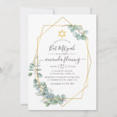 Geometrische Eucalyptus Bat Mitzvah Kaart (Voorkant)