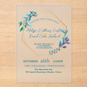 Geometrische eucalyptus botanische groen bruiloft acryl uitnodigingen (Voorkant)