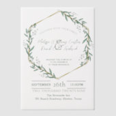 Geometrische eucalyptus botanische groen bruiloft vellum uitnodigingen (Voorkant)