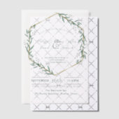 Geometrische eucalyptus botanische groen bruiloft vellum uitnodigingen (Offset (Uitnodiging))