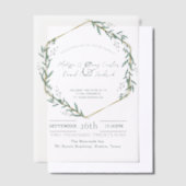 Geometrische eucalyptus botanische groen bruiloft vellum uitnodigingen (Offset)