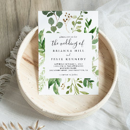 Geometrische Eucalyptus Brown Floral the Wedding o Kaart