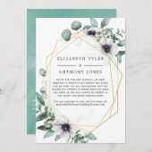 Geometrische eucalyptus bruiloft beperkte gastenli aankondiging (Voorkant / Achterkant)