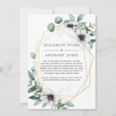 Geometrische Eucalyptus Bruiloft Beperkte Gastlijs Aankondiging (Voorkant)