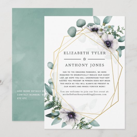Geometrische Eucalyptus Bruiloft Beperkte Gastlijs Aankondiging (Voorkant / Achterkant)