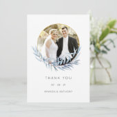 Geometrische eucalyptus bruiloft foto collage bedankkaart (Staand voorkant)