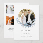 Geometrische eucalyptus bruiloft foto collage bedankkaart (Voorkant / Achterkant)