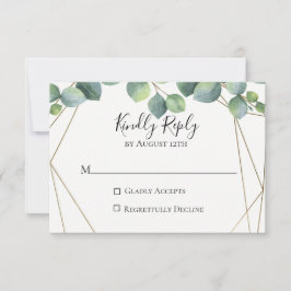 Geometrische Eucalyptus bruiloft RSVP Kaart