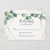 Geometrische Eucalyptus bruiloft RSVP Kaart (Voorkant / Achterkant)
