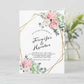 Geometrische Eucalyptus Floral Wedding Kaart (Staand voorkant)