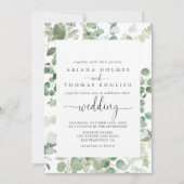 Geometrische Eucalyptus Front & Back Wedding Kaart (Voorkant)