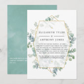 Geometrische Eucalyptus Gereduceerde Trouwgastenli Aankondiging (Voorkant / Achterkant)