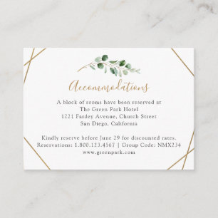 Geometrische Eucalyptus Greenery Accommodatie Informatiekaartje