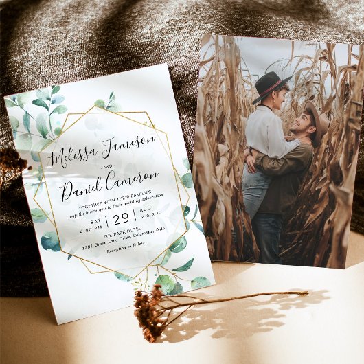 Geometrische Eucalyptus Greenery met foto Kaart